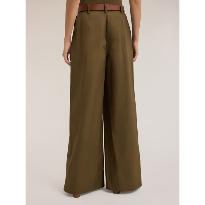 Motivi - Pantalones palazzo de popelina - Verde militare