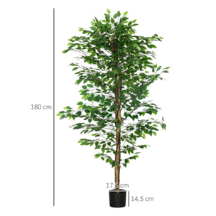 Lot de 2 plantes artificielles arbres ficus H.1,80 m tronc branches liane lichen feuilles grand réalisme pot inclus
