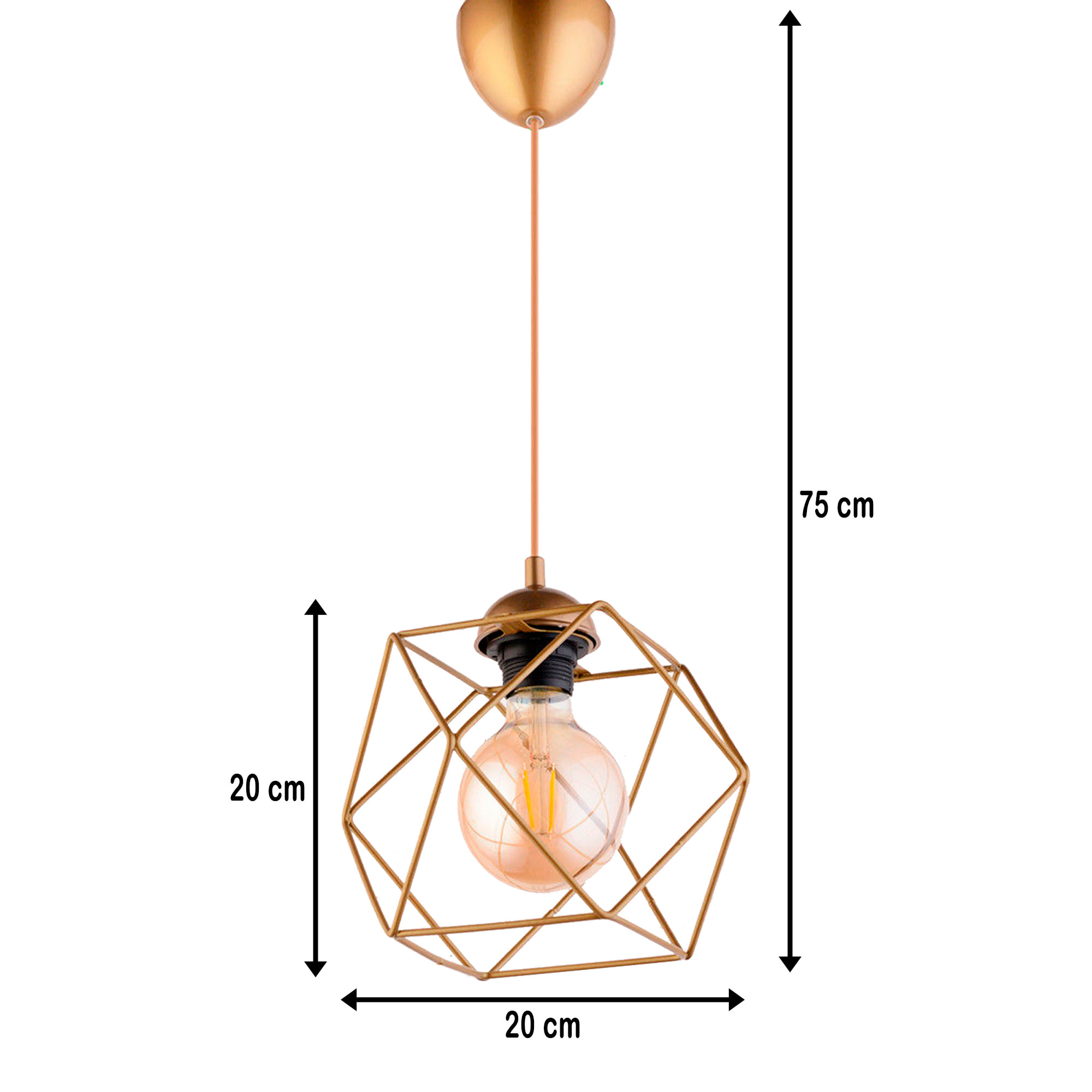 Lámpara de techo 75 cm. envejecido, tipo E 27 Max 60 W
