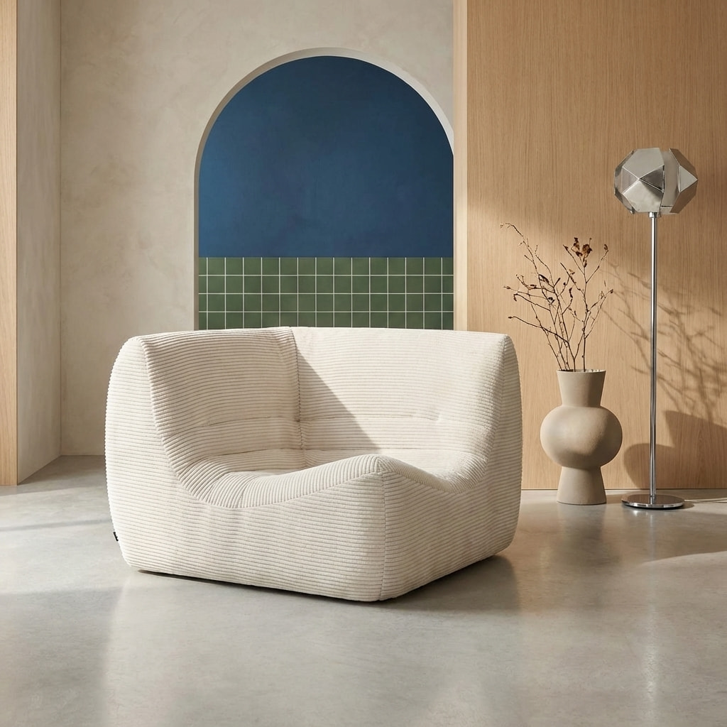 Chauffeuse d'angle velours côtelé 1 place SOKOL