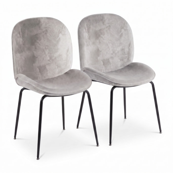 Sedia Imbottita in Effetto Velluto con Gambe in Acciaio, Design Moderno ed Elegante per Sala da Pranzo, Cucina, Soggiorno, Studio e Ufficio
