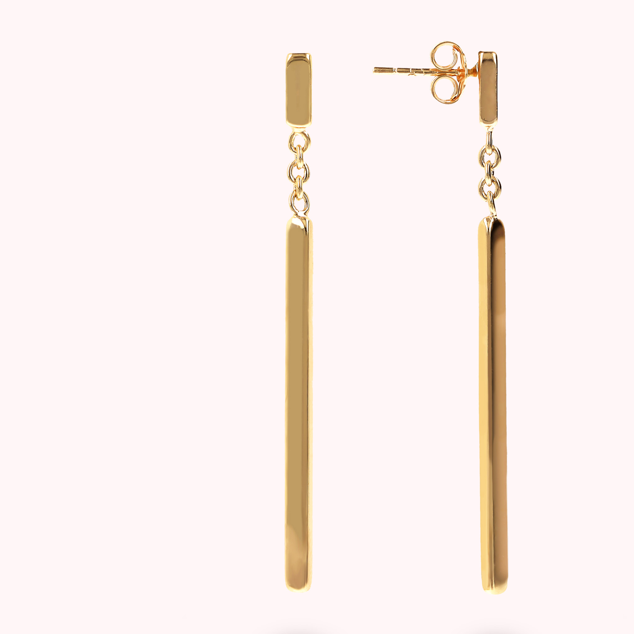 Orecchini Pendenti a Filo con Barretta Golden