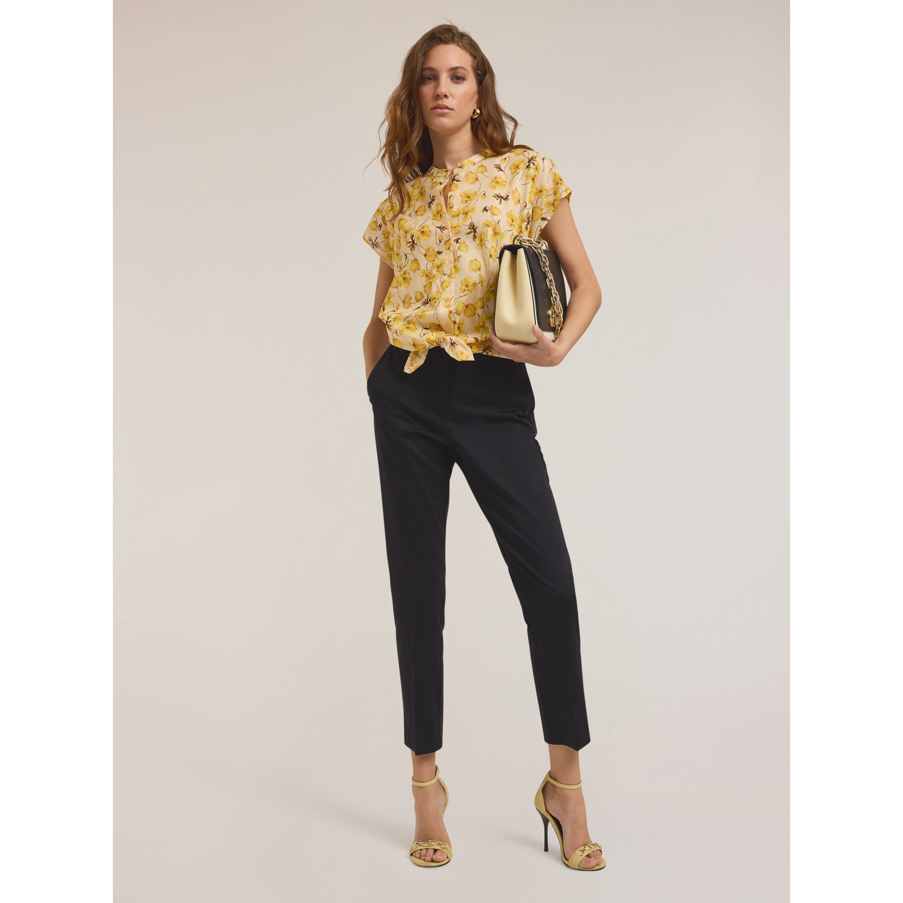 Motivi - Pantaloni regular in cotone - Nero