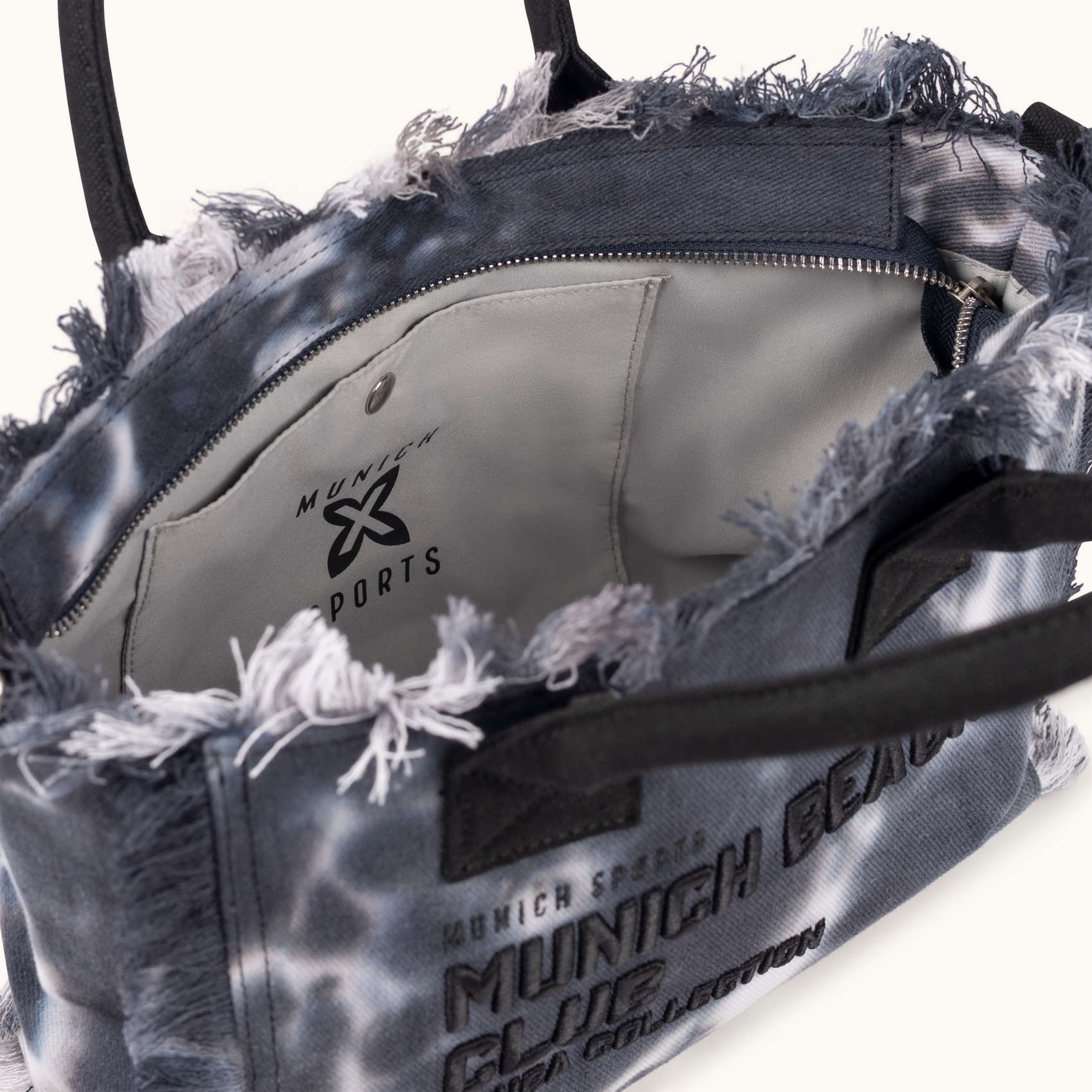 Bolso Crossbody de Algodón Efecto Lavado con Flecos SCUBA BLACK AND WHITE CROSSBODY