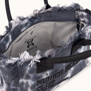 Bolso Crossbody de Algodón Efecto Lavado con Flecos SCUBA BLACK AND WHITE CROSSBODY