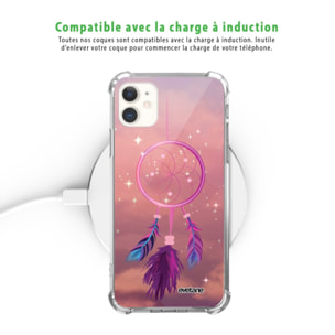 Coque iPhone 11 anti-choc souple angles renforcés transparente Attrape rêve rose Evetane