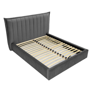 Esmee - lit coffre - 180x200 cm - en velours - sommier inclus - Gris Anthracite