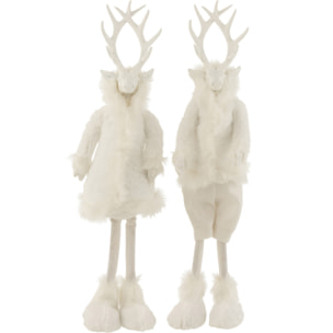 J-Line figurine Renne Hiver - polyrésine/textile - blanc - small - 2 pcs