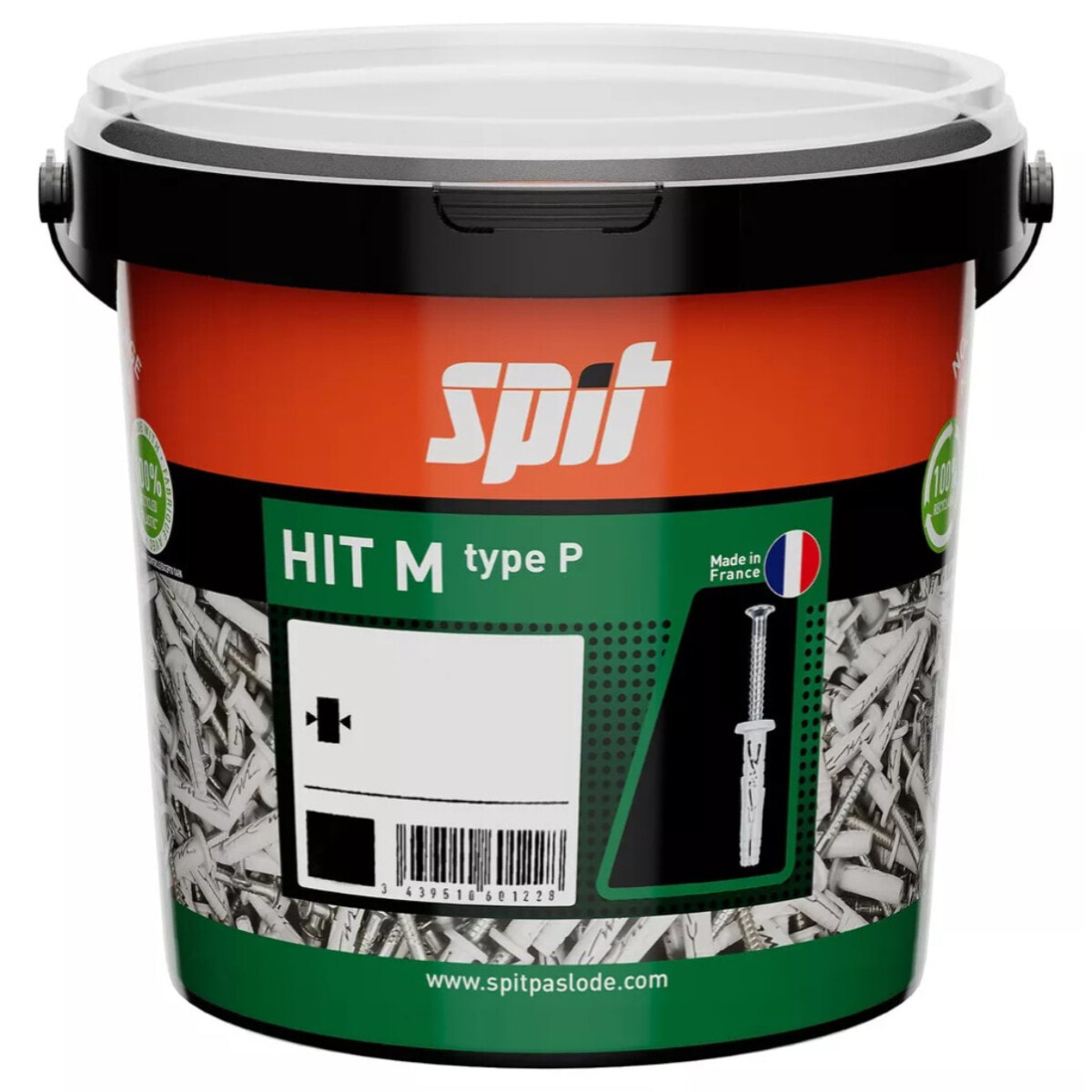 Cheville à frapper en nylon HIT MP - Ø 6 x 5 / 32 mm - Seau de 250 - SPIT - 060123