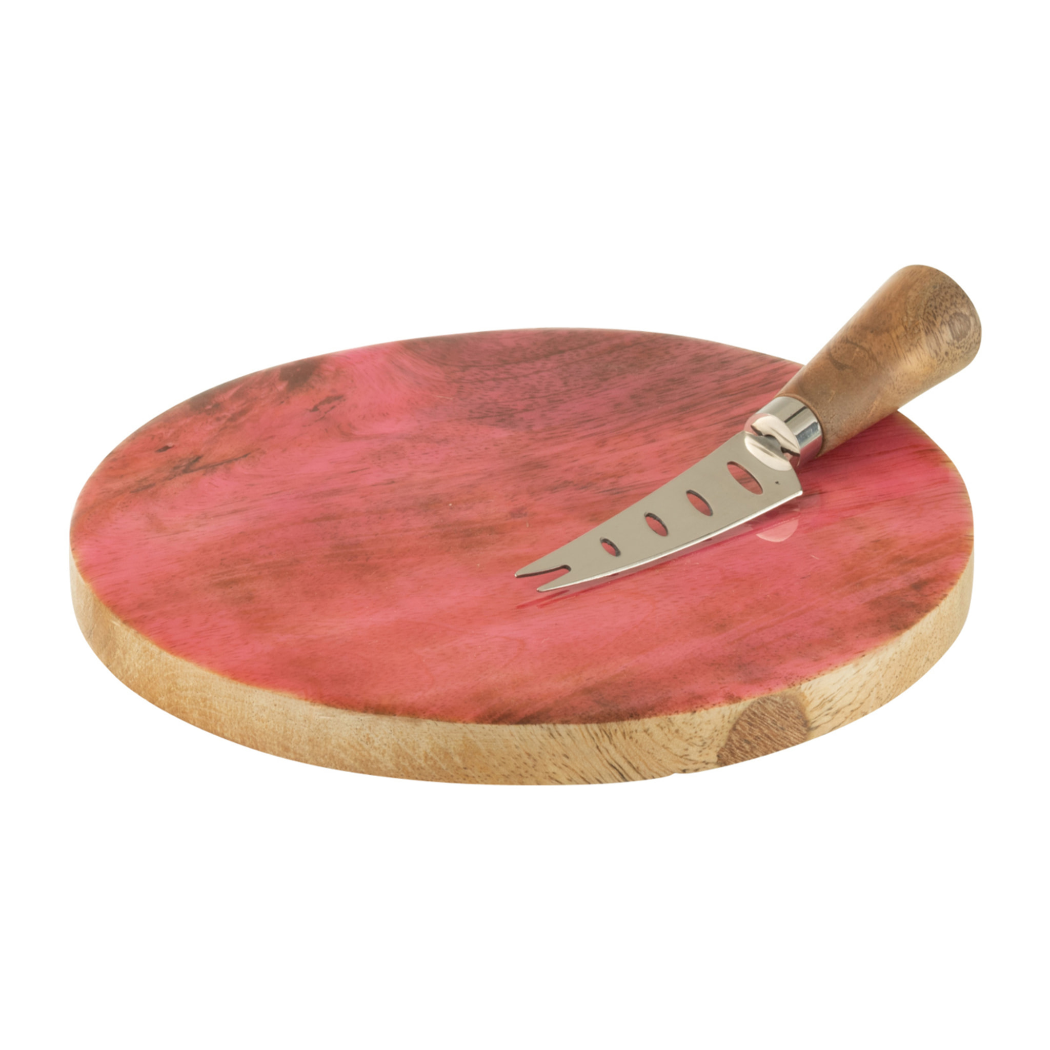 J-Line plateau à fromage + couteau Rond - bois - rose