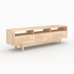 Meuble TV en bois d'hévéa massif - Gisèle