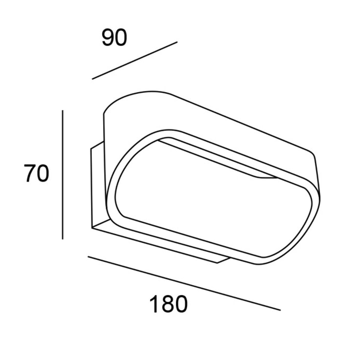 LEDS C4 Aplique Oval 180mm LED 6.1 Blanco cálido - 3000K ON-OFF Blanco 340lm