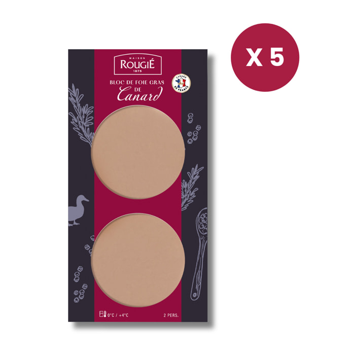 Lot de 5 duo de tranches - Bloc de Foie Gras de canard - 5x80g