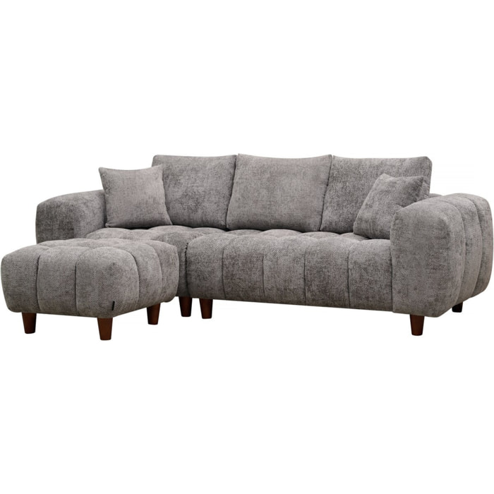 Ottoman pour canapé droit "Matignon" - 70 x 70 x 46 cm - Gris