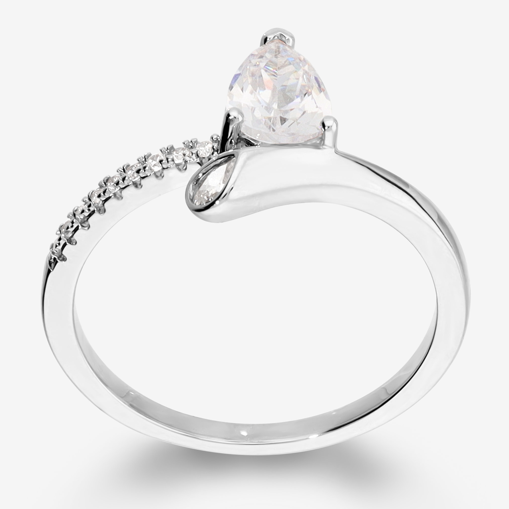 Anello Contrarié con Pavé e Cubic Zirconia a Goccia