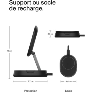 Chargeur induction BELKIN support recharge 15W 2 en 1 pliable