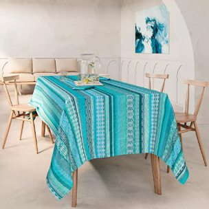 Nappe enduite jacquard Mille veracruz aqua