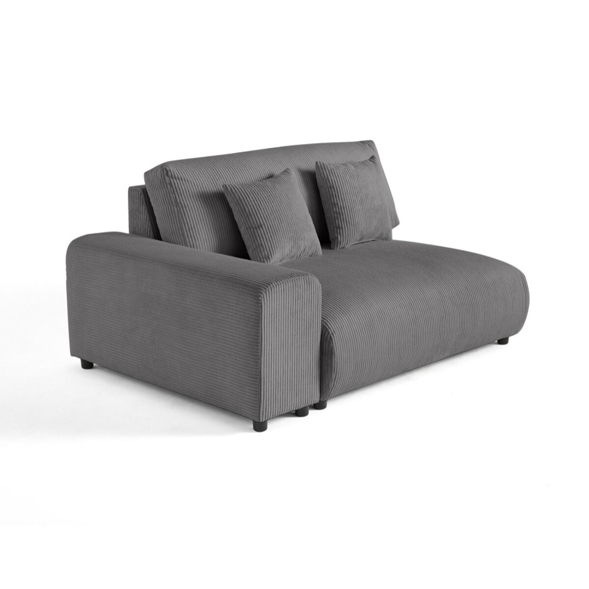 Garance - module d'assise 2 places avec accoudoir gauche - en velours côtelé - Gris foncé