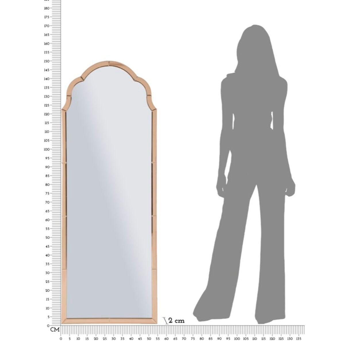 SPECCHIO DA MURO TANGERI ROSA CM 55X2X150 (MISURA SPECCHIO CM 49X144)