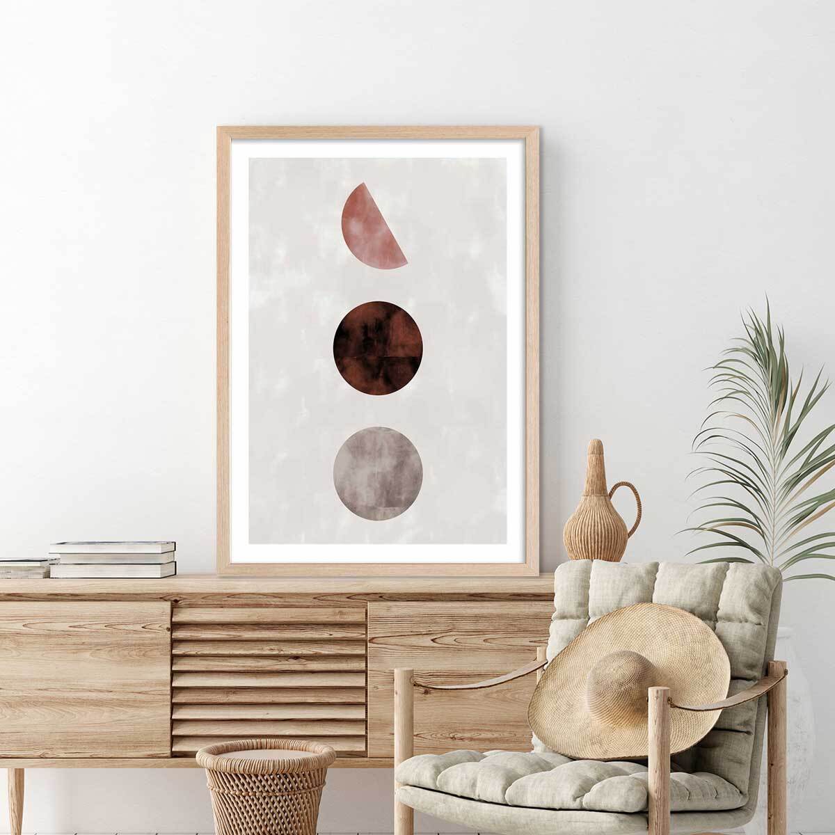 Affiche Lune pleine Affiche + cadre en bois - Chêne