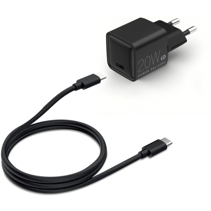 Chargeur + câble ESSENTIELB 20W charge rapide USB-C + Câble USB-C 1M