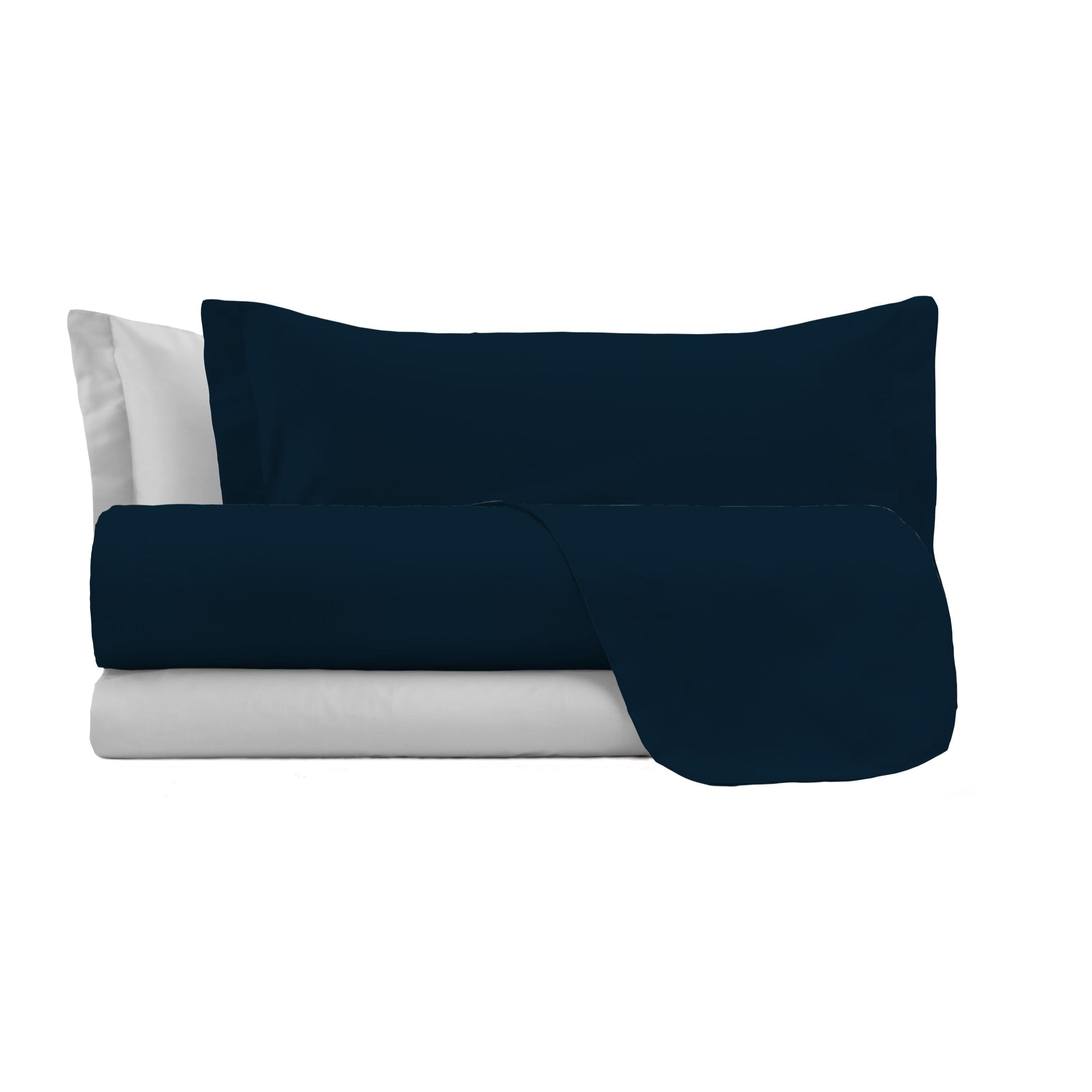 COMPLETO LETTO NATURAL COLOUR MADE IN ITALY COTONE-BLU SCURO/GRIGIO CHIARO MATRIMONIALE