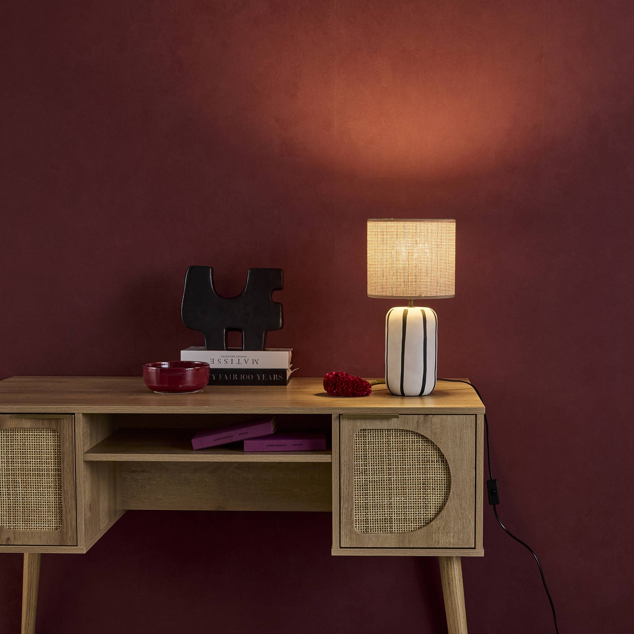 Lampe de table intérieur céramique vert H 44cm - Aurore