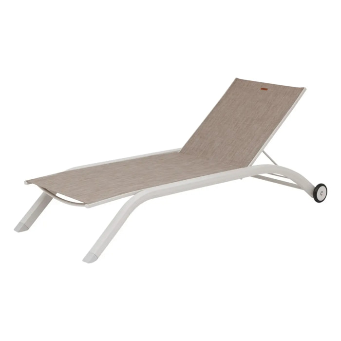 Transat "Jimani" cacao & avoine 2 roues en aluminium et texaline
