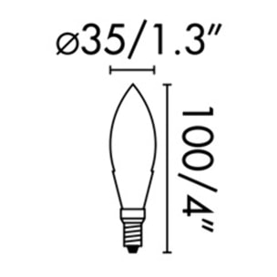 Ampoule C35 MAT LED E14 4W 2700K 450LM
