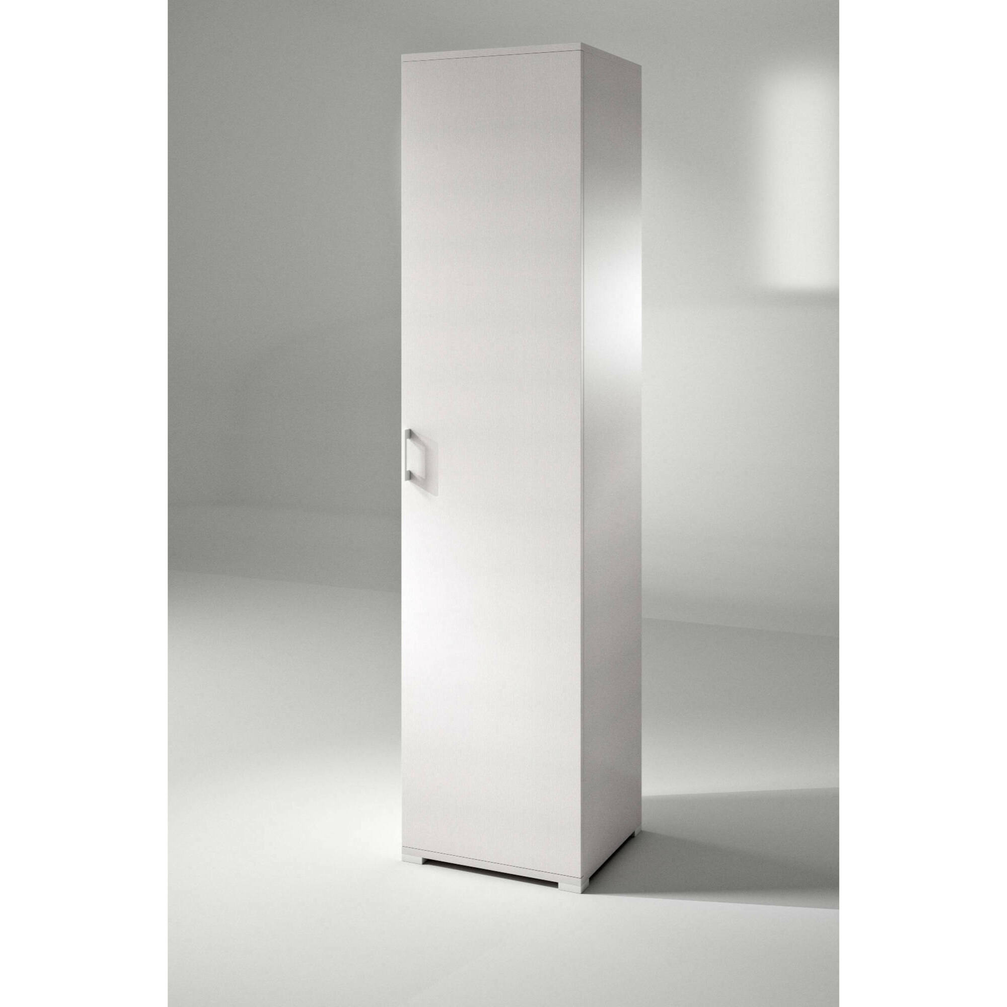 Armadio multiuso Aquilegia, Mobile lineare a 1 Anta battenti e 4 ripiani regolabili, Mobile a colonna per bagno, 100% Made in Italy, Cm 45x45h195, Bianco