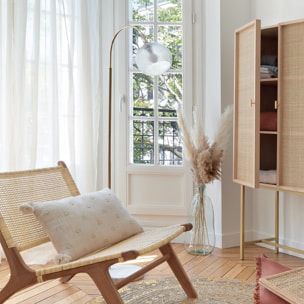 Lampadaire arc "Laye" - blanc et doré - socle en marbre H150 cm