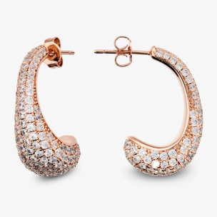 Orecchini a Lobo Graduati in Pavé di Cubic Zirconia placcati Oro Rosa 18Kt