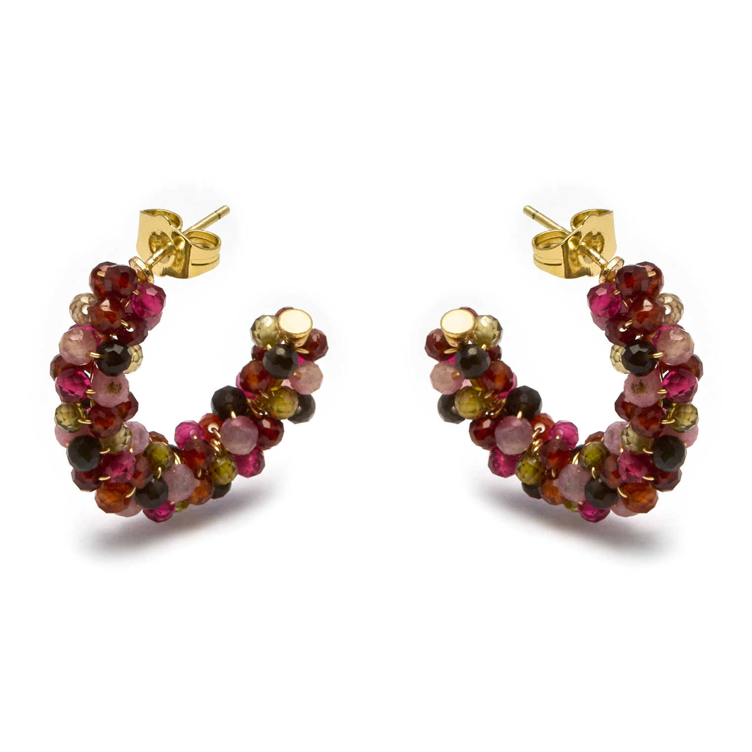 Pendientes de Cristal Multicolor acabados en oro amarillo de 18K
