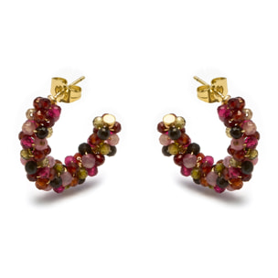 Pendientes de Cristal Multicolor acabados en oro amarillo de 18K