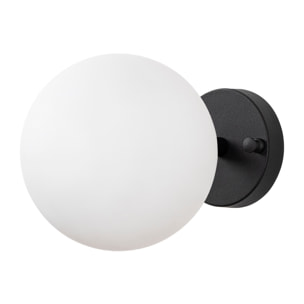 Aplique de pared pantalla blanca, metal , negro, 15x15x24, casquillo E14 Max 15 W