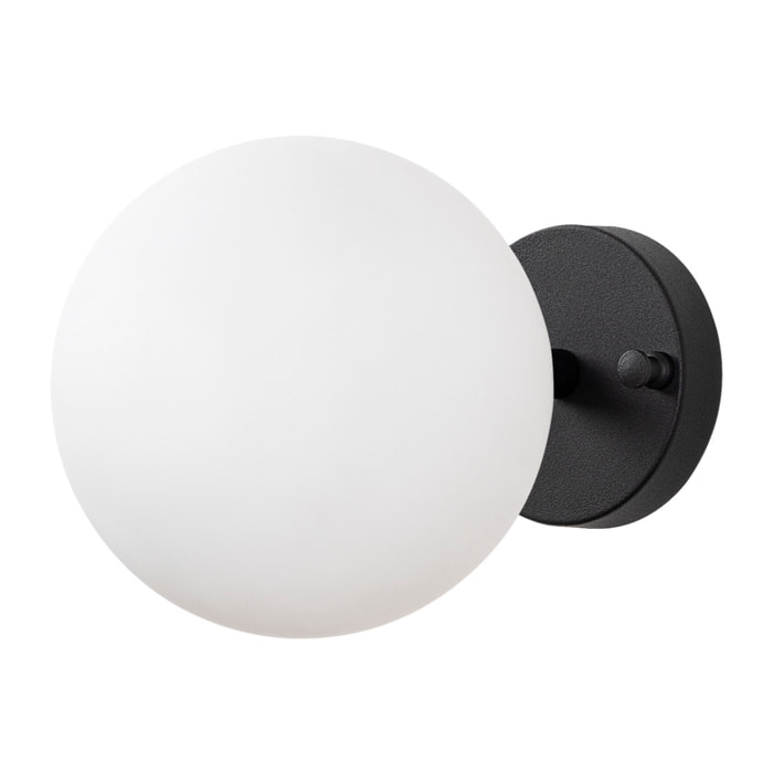 Aplique de pared pantalla blanca, metal , negro, 15x15x24, casquillo E14 Max 15 W