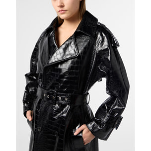 PHILIPP PLEIN Long Trench Coat Cocco