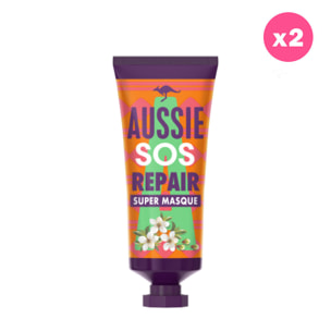 2 Masques Cheveux Super Réparateur 25ml, Aussie