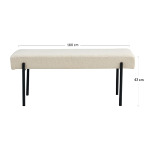 Romeo - banc - tissu bouclette - 100 cm - Taupe
