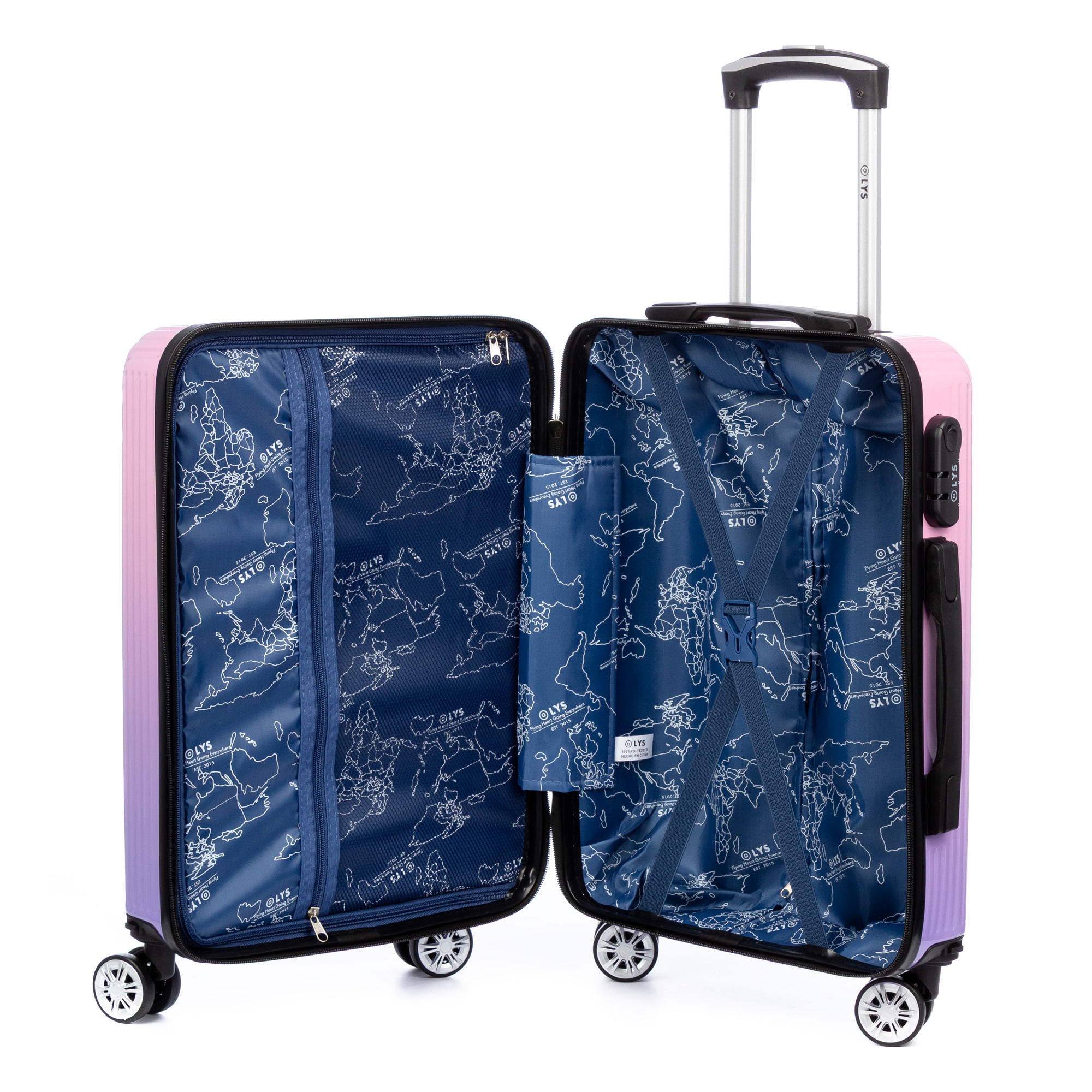 Valigia da cabina trolley in PP resistente agli urti. Chiusura numerica, 4 ruote doppie rimovibili e girevoli a 360°.