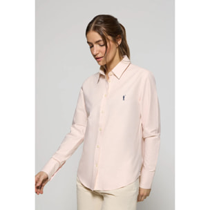 Camicia oxford rosa pallido con logo Rigby Go ricamato