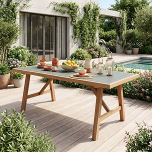 Table de jardin bois d'acacia et aluminium 8 places ELDORA