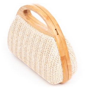 Bella Bolso bandolera Mujer. Fabricado en madera natural y paja trenzada.