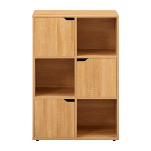 Libreria moderna 6 cubi con 3 ante rovere - Ubli