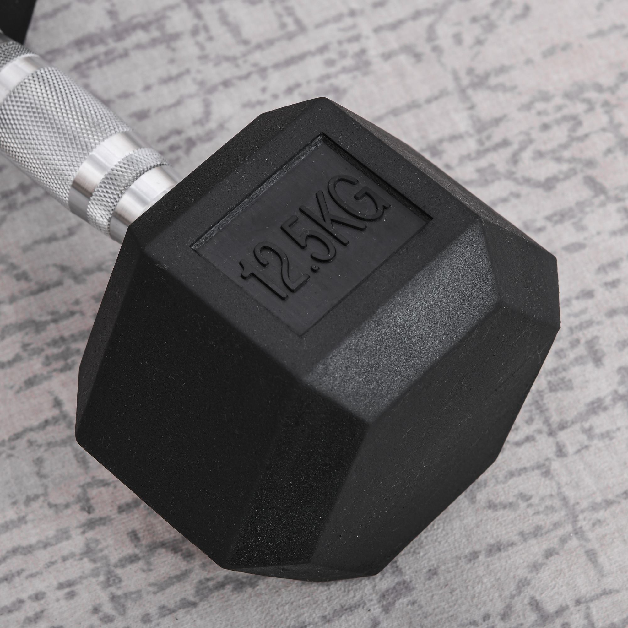 Haltère hexagonal 12,5 Kg - hexagon dumbbell musculation fitness - fonte caoutchouté
