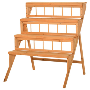 Étagère échelle à fleurs en bois - porte plante bois 4 étagères - bois sapin pré-huilé