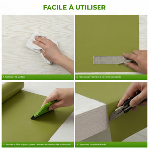 Rouleau adhésif décoratif Vinyle au Mètre - Vert olive - Sticker Lavable Imperméable Mur Cuisine Meubles