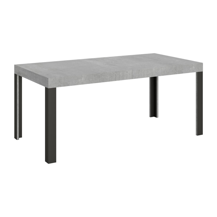 Table Linea Extensible Dessus Ciment 90x180 Allongée 284 cadre Anthracite
