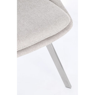 Set di sedie KASHAR in tessuto grigio chiaro e gambe acciaio