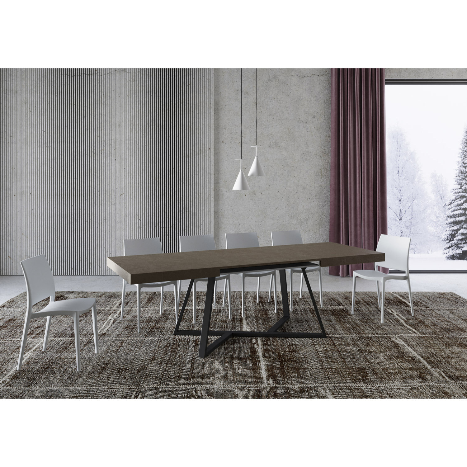 Table extensible 90x160/420 cm Booster taupe pieds anthracite